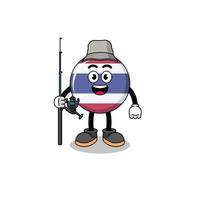 ilustração de mascote do pescador de bandeira da tailândia vetor