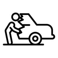 ícone quebrado de carro de pessoa descuidada, estilo de estrutura de tópicos vetor