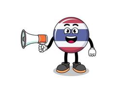 ilustração dos desenhos animados da bandeira da tailândia segurando o megafone vetor