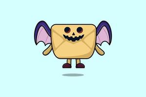 mascote fofo personagem de envelope de desenho animado morcegos assustadores vetor