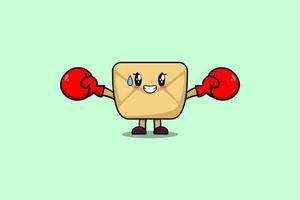 desenho de mascote de envelope fofo jogando boxe esportivo vetor