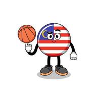 ilustração da bandeira da malásia como jogador de basquete vetor