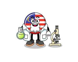 mascote da bandeira da malásia como cientista vetor