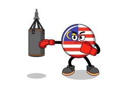 ilustração do boxeador da bandeira da malásia vetor