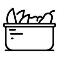 ícone da caixa de salada de frutas, estilo de estrutura de tópicos vetor