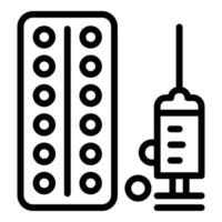 ícone de seringa de alergia, estilo de estrutura de tópicos vetor