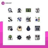 conjunto de 16 símbolos de símbolos de interface do usuário modernos para opções de financiamento de ferramentas genéticas torre elementos de design de vetores criativos editáveis