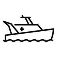 ícone do barco de resgate cruzado, estilo de estrutura de tópicos vetor