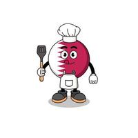 ilustração de mascote do chef da bandeira do qatar vetor