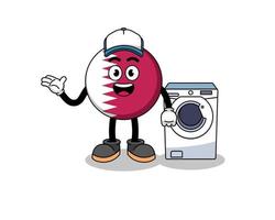 ilustração da bandeira do qatar como um homem de lavanderia vetor