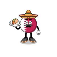 desenho de personagem da bandeira do qatar como chef mexicano vetor