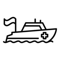 ícone do barco de resgate do oceano, estilo de estrutura de tópicos vetor