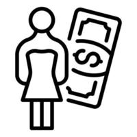 vetor de contorno do ícone do estereótipo de salário. igualdade de gênero