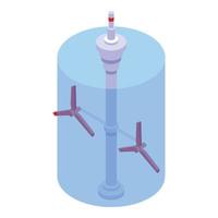 ícone de energia de turbina de água, estilo isométrico vetor