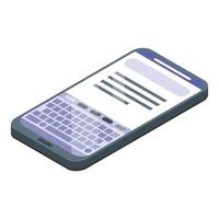 ícone do teclado do smartphone, estilo isométrico vetor