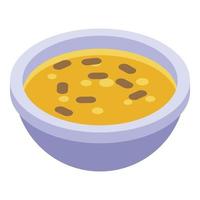 ícone de sopa de tigela egito, estilo isométrico vetor