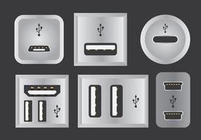Ícones do vetor da porta USB