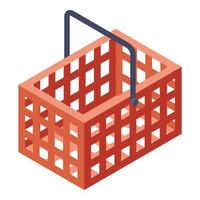 ícone vermelho da cesta da loja, estilo isométrico vetor