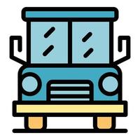 vetor de contorno de cor de ícone de ônibus escolar de educação inclusiva
