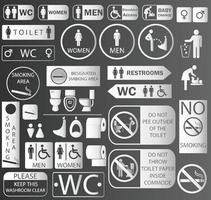 pacote de sinais de banheiro, pacote de ícones vetoriais, conjunto de ícones de banheiro vetor