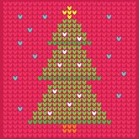ilustração de tricô com árvore de natal e ano novo. ponto de cruz geométrico do vetor. esquema de tricô e bordado. vetor