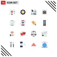 16 ícones criativos sinais modernos e símbolos de elevador de serviço espelho bagagem pin pacote editável de elementos de design de vetores criativos