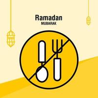 modelo de saudação ramadan kareem crescente islâmico e ilustração vetorial de lanterna árabe vetor