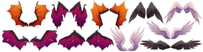 asas de demônio e anjo coleção de halloween