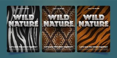 conjunto criativo de folhetos de proteção da natureza selvagem vetor