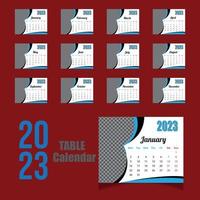 design criativo e exclusivo de calendário de mesa de escritório 2023 vetor