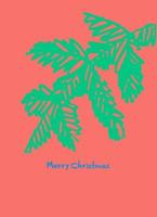 cartão de feliz natal, ilustração de férias. letras de mão, árvores de natal ornamentais como ouro vetor