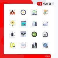 conjunto de 16 sinais de símbolos de ícones de interface do usuário modernos para o crescimento do investimento em laptop de projeto, pacote editável de elementos de design de vetores criativos