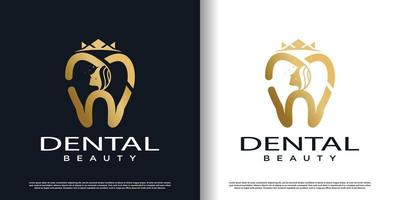 design de logotipo de beleza dental com vetor premium de conceito criativo