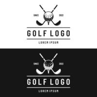 bola de golfe e design do logotipo do clube de golfe. logotipo para equipe de golfe profissional, clube de golfe, torneio, negócios, evento. vetor