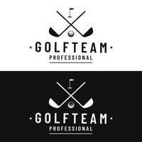 bola de golfe e design do logotipo do clube de golfe. logotipo para equipe de golfe profissional, clube de golfe, torneio, negócios, evento. vetor