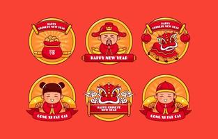 adesivo de ícone de comemoração do ano novo chinês vetor