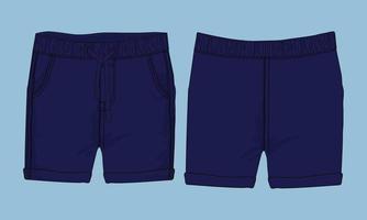 shorts pant moda técnica esboço plano ilustração modelo vista frontal e traseira. vetor