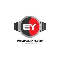 ícone de design de logotipo de carta ey fitness e símbolo vetorial de música. vetor