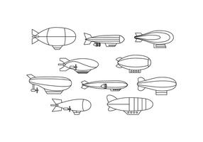 Livre Dirigible Collection Line Icon Vector