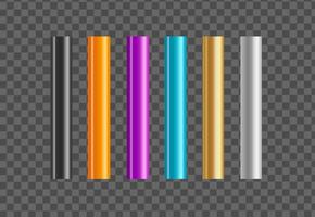 conjunto de tubos de metal de cor de aço 3d realista detalhado. vetor