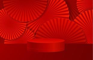 fundo de plataforma de pedestal de pódio vermelho detalhado realista 3d. vetor