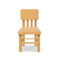 cadeira de madeira retrô 3d detalhada realista. vetor