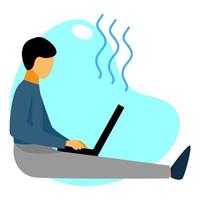 design de ilustração vetorial de uma pessoa sentada e trabalhando em um laptop