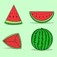 conjunto de objeto isolado de melancia eps vector ilustração plana de ícone de comida saudável de fruta