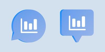símbolo de marca analítica do gráfico de crescimento no bate-papo com bolhas de fala 3d vetor