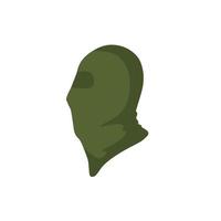 balaclava para disfarçar. máscara protetora verde de militar e um ladrão. ícone plano de cabeça de soldado vetor