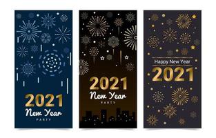 banners de fogos de artifício de ano novo de 2021 vetor