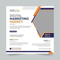 postagem de mídia social de negócios editável, vendas de anúncios de promoção de banner corporativo de agência de marketing digital e design de modelo de vetor de banner de desconto.