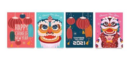 design de cartão divertido de ano novo chinês vetor