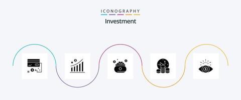 pacote de ícones de glifo 5 de investimento, incluindo tempo. investimento. estatística. o negócio. Salve  vetor